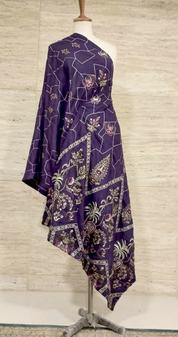 Linen Embroidered Winter Shawl
