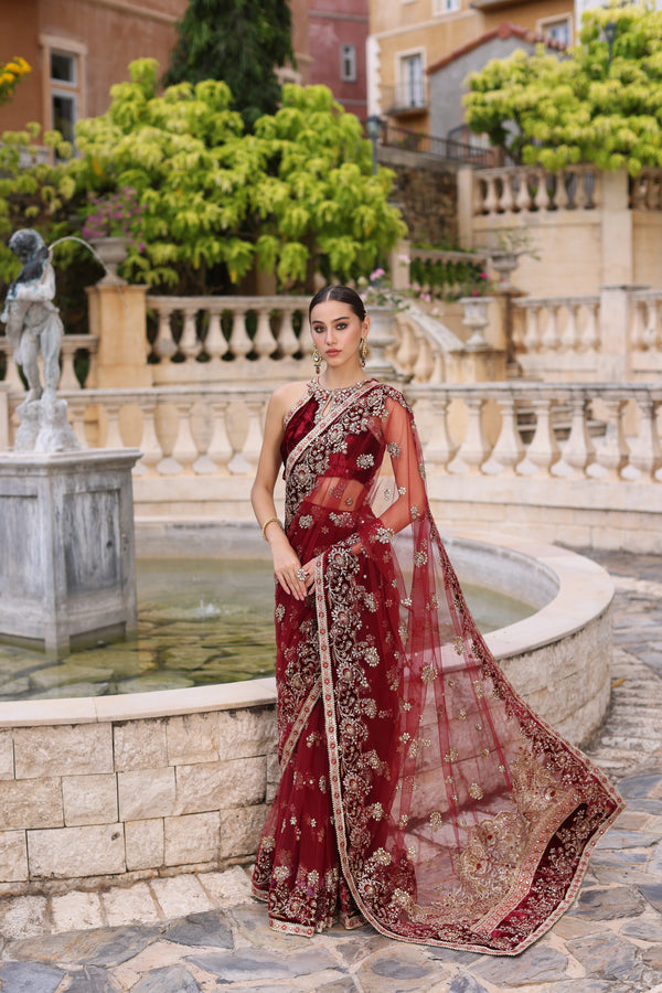 Maroon Saree